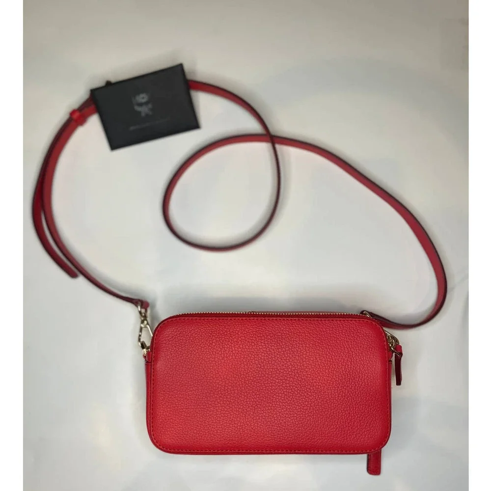 MCM Gold Red Double Zip Crossbody - Picture 2 of 11